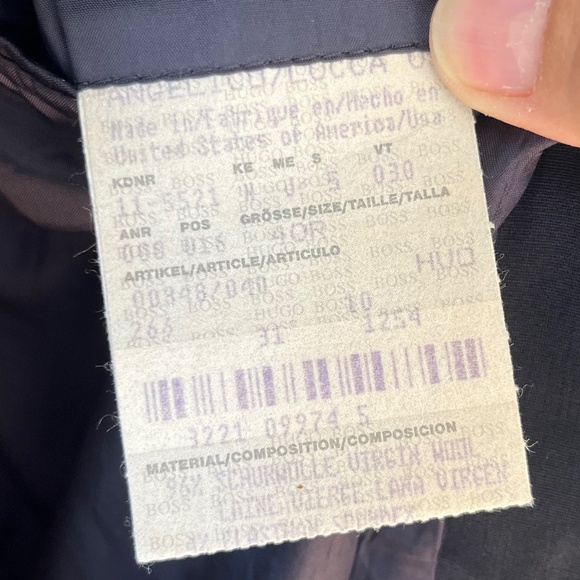 Hugo Boss Sz 40R Black Virgin Wool Blazer Suit Pockets has a FLAW - Picture 3 of 14